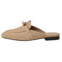 HERMES Oz Closed Toe Slippers Women's Beige