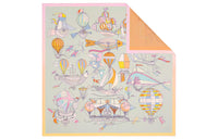 HERMES Silk Scarves Women's Apricot Green/Rose Pink/Orange