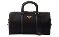 PRADA Recycled Nylon With Leather Shoulder Bag, Crossbody Bag, Handbag Medium Size Women's Black