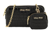 MIU MIU Cow Leather Shoulder Bag Women's Black