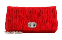 MIU MIU CRYSTAL Satin Crossbody Bag Shoulder Bag Women's Red