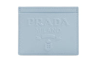 PRADA Leather Card Holder Women's Blue