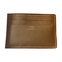 HERMES Citizen Twill Epsom Calfskin Card Holder Unisex Brown