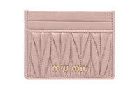 MIU MIU Soft Sheepskin Leather Quilting Card Holder Women's Pink