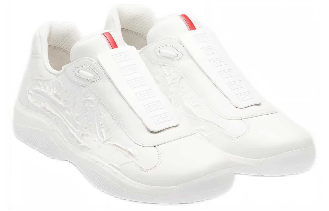 Cass x PRADA Att4ck Wear-Resistant Low-Top Athletic Shoes Unisex Signal White