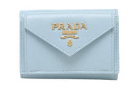 PRADA Saffiano Leather Wallet Mini Women's Blue