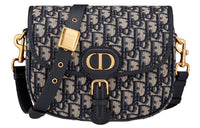 DIOR Bobby Jacquard Fabric Shoulder Bag, Crossbody Bag Medium Size Women's Denim Blue