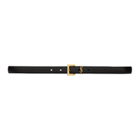 SAINT LAURENT Leather, Metal, Calfskin, Brass Leather Belts Unisex Black 2CM