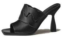 HERMES Hanna Slide Slippers 9.5cm Women's Black