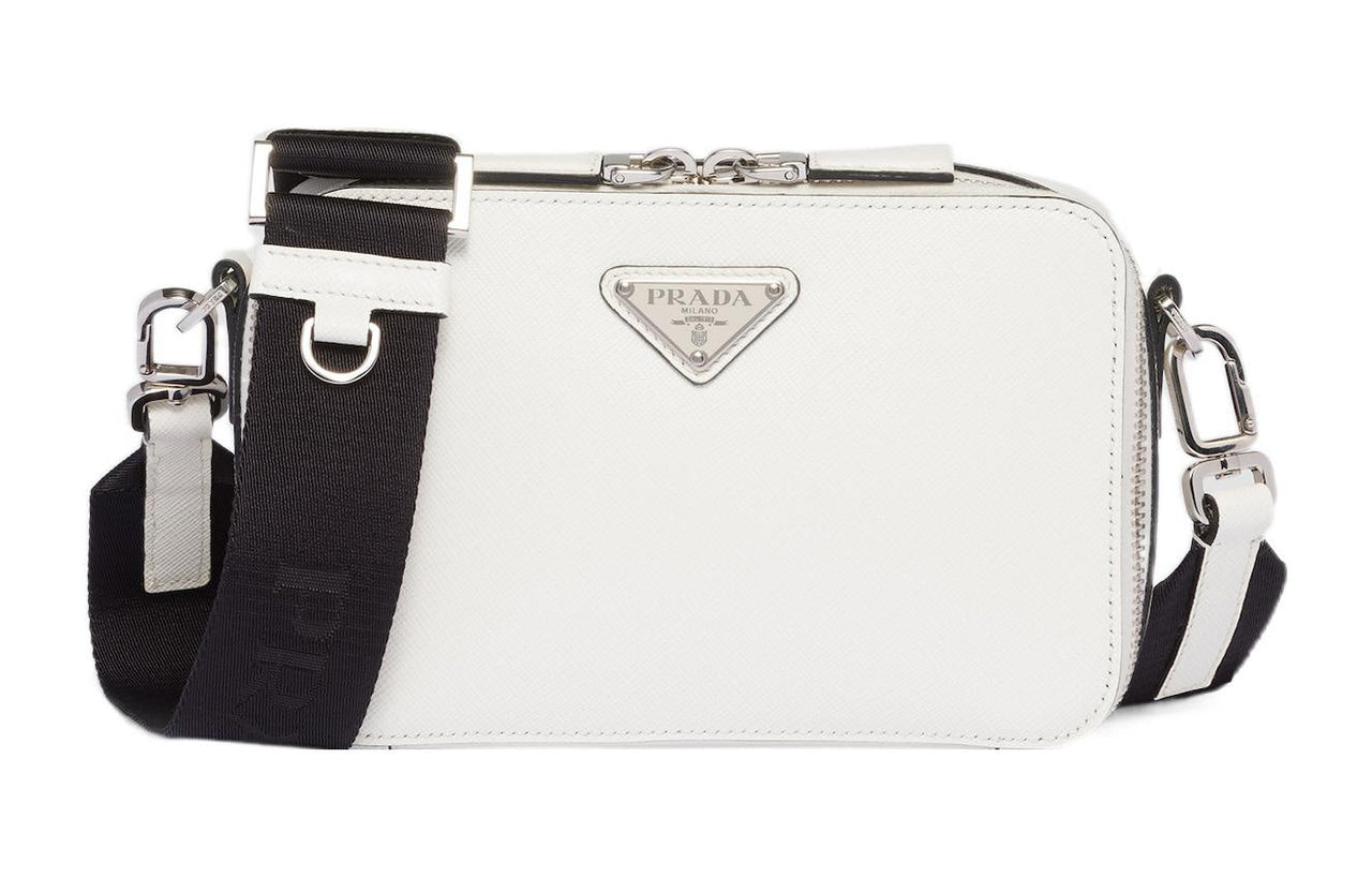 PRADA Brique Leather Shoulder Bag Crossbody Bag Men's White