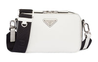 PRADA Brique Leather Shoulder Bag Crossbody Bag Men's White