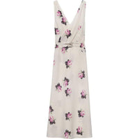 PRADA V Neck Floral Printed Sablé Midi Dress