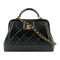 CHANEL 24A Lambskin Doctor Bag Handbag Women's Black