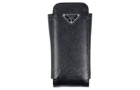 PRADA Saffiano Leather One Shoulder Crossbody Cell Phone Pouch Mini Women's Black