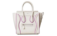 CELINE Smooth Calf Leather Handbag Women's White/Magenta