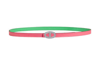 HERMES Mini Athena Buckle Double-Sided Calfskin Leather Belts Women's Pink/Green Width 1.3CM