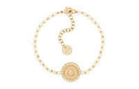 DIOR Metal Glass Resin Pearl Bracelets Women's Gold