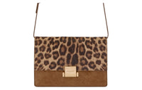 SAINT LAURENT Leather Calfskin Patchwork Suede Shoulder Bag Crossbody Bag Medium Size Women's Brown