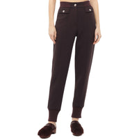 CHANEL Knitted Sports Pants Women's Dark Brown