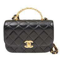 CHANEL Lambskin Rhinestone Flap Bag Accessory With Controller Shoulder Bag Crossbody Bag Handbag Mini Women's Black