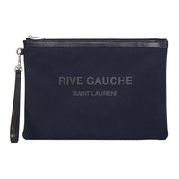 SAINT LAURENT Rive Gauche Cotton With Leather Wrist Bags Clutches Men's Blue