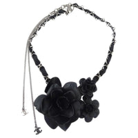 CHANEL Silver-Plated Necklaces Women's Black