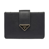 PRADA Leather Card Holder Women's Black
