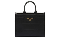 PRADA Medium Leather Symbole Bag With Topstitching Black