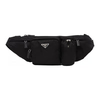 PRADA Fabric One Shoulder Crossbody Bag Sling Bag Fanny Pack Men's Black