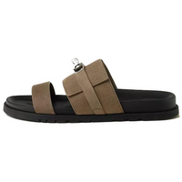 HERMES Abrasion Resistant Slide Slippers Men's Brown