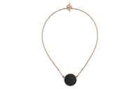 HERMES Pink Gold Black Jade Necklaces Women's Brown
