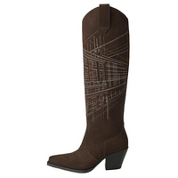 HERMES Justin Knee-high Boots 6.5cm Women's Umber