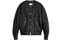 CELINE Leather Jackets Women's Dark Black