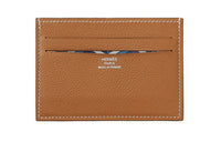 HERMES Citizen Twill Cow Leather Card Holder Women's Gold Brown