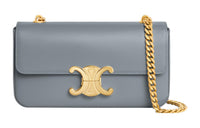 CELINE Triomphe Arc De Triomphe Shiny Cow Leather Crossbody Bag Shoulder Bag Regular Women's Blue Gray