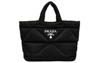PRADA Fabric Recycled Nylon Blend Tote Bag Shopping Bag Shoulder Bag Handbag Women's Black