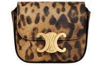 CELINE Artificial Leather Cow Leather Patchwork Binding Handbag Shoulder Bag Crossbody Bag Mini Women's Leopard Print