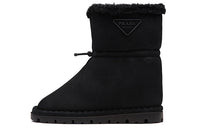 PRADA Shearling Ankle Boots Women's Black
