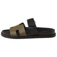 HERMES Chypre Slide Slippers Men's Black Umber