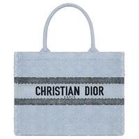 DIOR BookTote Raffia Grass Tote Bag, Shopping Bag, Handbag Medium Size Women's Sky Blue