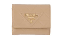 PRADA Leather Wallet Mini Women's Sand Beige Yellow