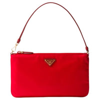 PRADA Recycled Nylon Handbag Shoulder Bag Women's Red