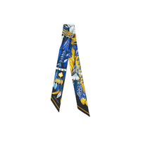 HERMES Silk Scarves Women's Midnight Blue Bright Yellow