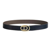 HERMES Metal Leather Belts Unisex Sea Blue/Gray Width 3.2CM
