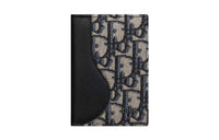 DIOR Oblique Printed Fabric Cow Leather Card Holder Men's Black/Beige