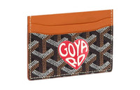 GOYARD Saint-Sulpice Canvas With Leather Card Clip Card Holder Unisex Tan & Red Small Heart
