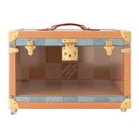 LOUIS VUITTON Leather Trim Storage Boxes Unisex Brown & Blue