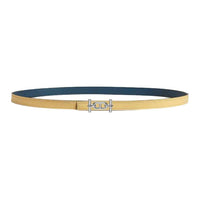 HERMES Calfskin Leather Belts Women's Yellow Blue Width 1.3CM