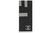 CHANEL Knit Scarves Unisex Black With White Text