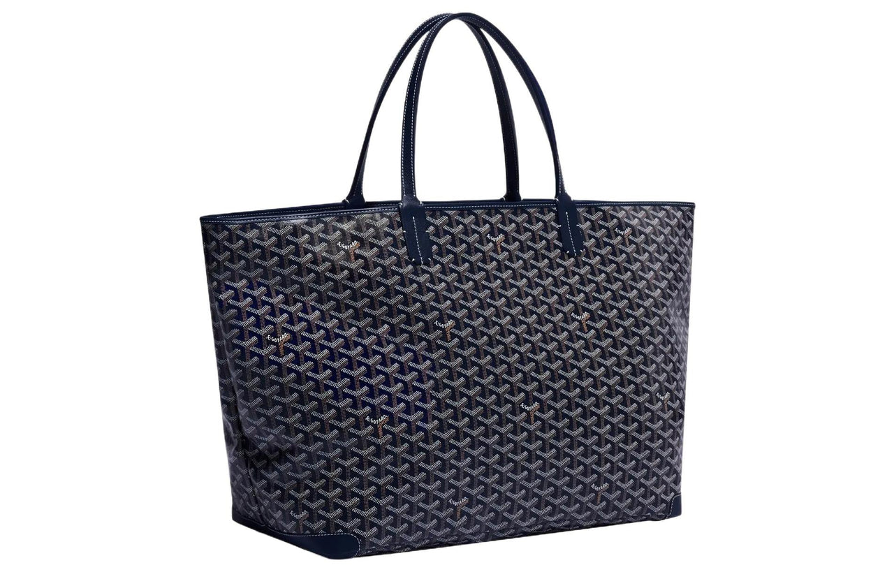 GOYARD Artois Canvas With Leather Tote Bag Shopping Bag Shoulder Bags Handbags Large Size Unisex Marine Blue
